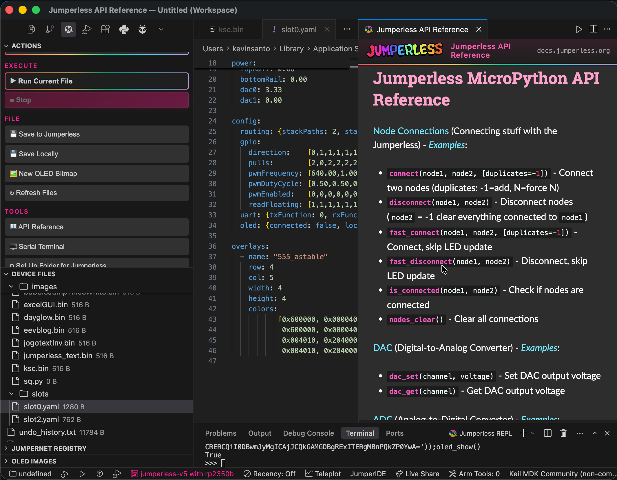 API reference panel