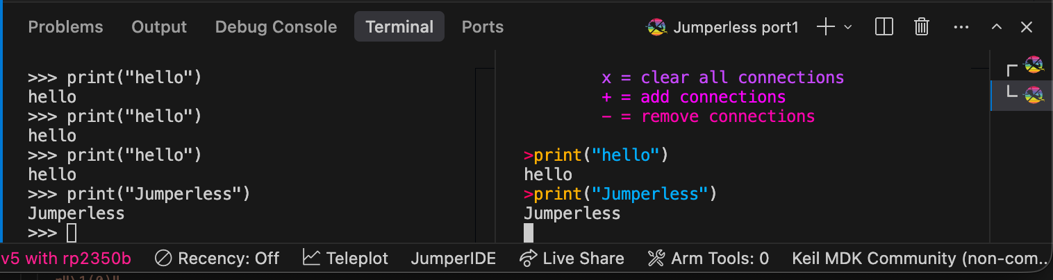 REPL and main serial terminal side by side